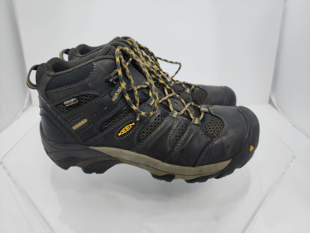 KEEN Utility Flint 9 D Mid ASTM F2413-18 Steel Toe Brown Leather Work Boots Used